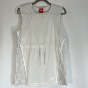 Nike White & Grey Tank Top with Front Strings & Front Mesh